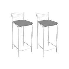 Imagem de Kit 2 Banqueta De Cozinha Gênova 1b705cr 2 Un Cromado/courano Preto - Kappesberg