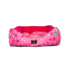 Imagem de Cama para Cachorro Quadrada em Poliéster Estrela Rosa Grande (GG) 50 x 50 cm