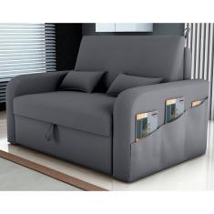 Imagem de Sofá Cama 2 Lugares Com Baú Hiram Veludo Cinza