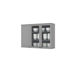 Imagem de Armário Aéreo De Cozinha 120 Cm Com Vidro Amy Casa 812 Cinza