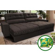 Imagem de Sofá Retrátil e Reclinável 2,32m Molas Ensacadas Cama Inbox Brasil Velusoft Café