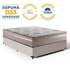 Imagem de Cama Box Casal + Colchão D33 Millenium One Face Bege 138X188x58cm - Su
