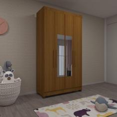 Imagem de Guarda Roupa Solteiro 4 Portas Com Espelho E Pés Freijó