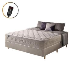 Imagem de Cama Box Casal + Colchão Mola Ensacada Magnético Massageador Cinza