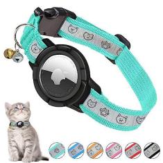 Imagem de Coleira de gato Airtag atualizada com tira refletiva, coleira de gato integrada MONBEYEE Airtag, coleira refletiva GPS para gatos com suporte e sino, compatível com Airtag Apple para meninos, meninas e gatos