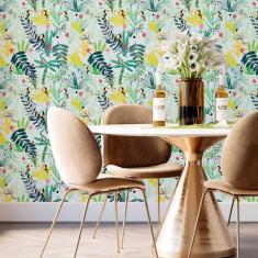 Imagem de Papel De Parede Adesivo Folhas Colorido N014036 Rolo 0,58X3M