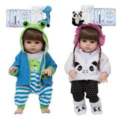 Imagem de Bebe Reborn Gêmeos Casal Pandinha Girafinha Baby Com Itens - Cegonha R
