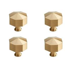 Imagem de WJXFHTD Puxadores de Gaveta Puxadores de Latão em Forma de Diamante Dourado Puxadores de Latão Escovado para Armários Puxadores Dourados para Armários