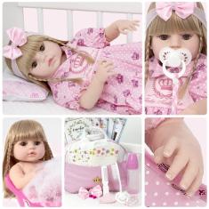 Imagem de Boneca Reborn Loira Menina Laura Fada Madrinha e Acessórios
