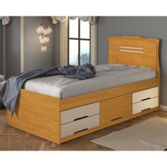 Imagem de Cama Solteiro 5 Gavetas Júlia Cinamomo/Off White