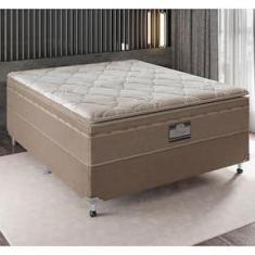 Imagem de Cama Box de Casal Portobel Potenza Platinum com Molas LFK e Pillow Top 74x138x188cm - Bege Claro