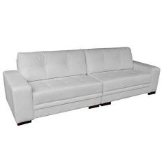 Imagem de Sofá 4 Lugares Bipartido Sala de Estar Milano 260cm Couro Branco - Gran Belo