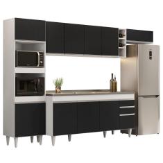Imagem de Armário De Cozinha Modulada 5 Peças Cp18 Com Pia Inox Branco/preto - Lumil
