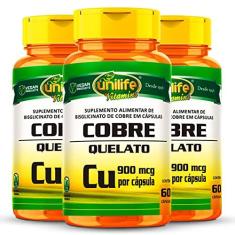 Imagem de Kit 3 Cobre Quelato Unilife 60 cápsulas