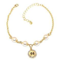 Imagem de Pulseira Festa Fé Lembrancinha Madrinhas Folheado Ouro 18k