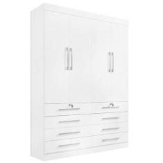 Imagem de Guarda Roupa Solteiro 4 Portas 6 Gavetas - Mônaco-Branco - Móveis D' D