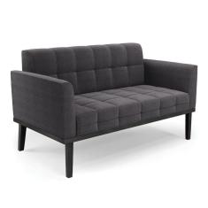 Imagem de Sofá Namoradeira Base Madeira Fixa Preto Elisa Bouclê D03 - D`rossi Cor Grafite