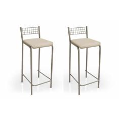 Imagem de Kit 2 Banqueta De Cozinha Gênova B705nk Un Níquel/nude - Kappesberg
