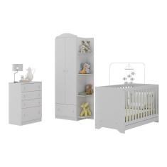 Imagem de Quarto De Bebê Completo Com Berço 3 Em 1 Com Colchão Multimóveis Mp4163 Branco Branco/colorido