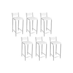 Imagem de Banqueta de Cozinha Gênova B705 Kit 6 Un Cromada/Branco 106 - Kappesberg