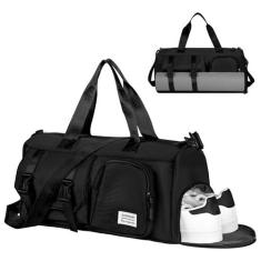 Imagem de Siudaro Bolsa de ginástica pequena para mulheres, bolsa de viagem à prova d'água, bolsa de viagem de fim de semana com compartimento para sapatos e bolso molhado, bolsa para viagem, treino, esportes,