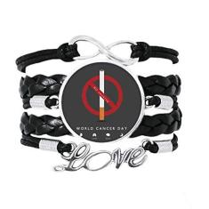 Imagem de OFFbb-USA Pulseira com logotipo do Dia Mundial do Câncer Sem Fumo Acessório Amor de Couro Trançado Pulseira Presente