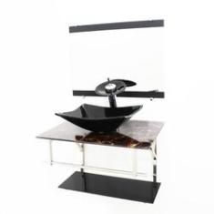 Imagem de Gabinete De Vidro 60Cm Inox Com Cuba Retangular - Imperador