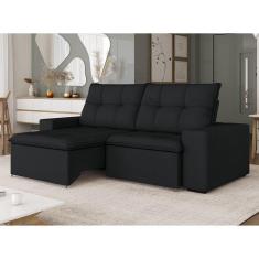 Imagem de Sofá Retrátil e Reclinável para Sala de Estar Damasco Preto