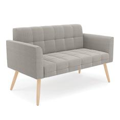 Imagem de Sofá Namoradeira 2 Lugares Pé Palito Natural Elisa Bouclê Cinza D03 - D`Rossi