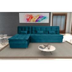 Imagem de Sofá Cama Reclinavel com Chaise Penélope Turkey Petroleo F442 - Matrix