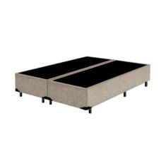 Imagem de Cama Box Queen Bipartido Sp Móveis Suede Bege - 30X158x198