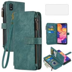Imagem de Asuwish Capa de telefone para Samsung Galaxy A10e capa carteira e protetor de tela de vidro temperado couro flip suporte para cartão de crédito cordão alça de pulso acessórios de celular A 10e 10ae