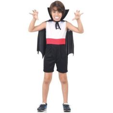 Imagem de Fantasia Vampiro Infantil Curto Com Capa E Dentadura - Halloween - Div