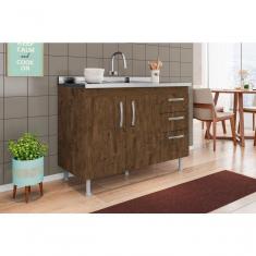 Imagem de Balcão Gabinete De Pia Nathan 120cm Chocolate s- Tampo