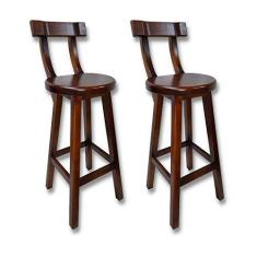 Imagem de Conjunto 2 Bancos Altos Girafa Com Encosto Em Madeira De Lei Maciça Imbuia