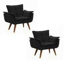 Imagem de Kit 02 Poltronas Decorativa Opalla Pés Palito Suede  - DS Móveis