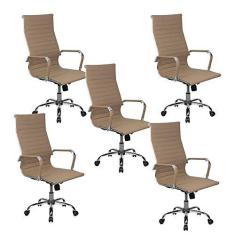 Imagem de Cadeira Escritório Presidente Giratória Style Charles Eames Conjunto Com 5 Unidades