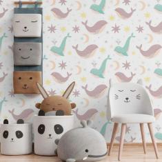 Imagem de Papel De Parede Adesivo Infantil Baleias N014211 Rolo0,58X3M