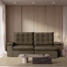 Imagem de Sofá Retratil Reclinavel 290cm Luxor Veludo Marrom