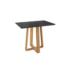 Imagem de Mesa de Jantar Kappesberg em Madeira Maciça com Tampo de Vidro Preto Fosco 120cm