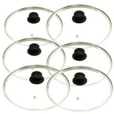 Imagem de Jogo 6 Tampas Vidro Temperado Avulsas Para Panela Frigideira