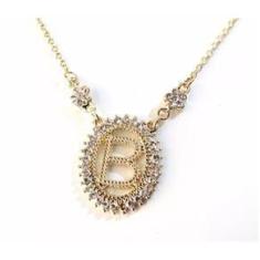 Imagem de Colar Inicial Letra B Cristal Folheado a Ouro 18k
