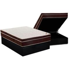 Imagem de Cama Box Baú Casal: Colchão Anatômico Ortobom Ortopédico Exclusive + Base CRC Suede Black(138x188)