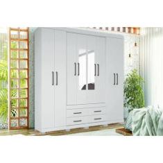 Imagem de Guarda Roupa 8 Portas  E 4 Gavetas C/ Espelho E Pés Nápoles Branco - S
