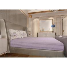 Imagem de Jogo de Lençol Zono Enxovais Cama Casal Full 3 Peças Malha 100% Algodão Flores Grandes Lilás