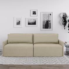 Imagem de Sofá Cama Baraúna Retrátil e Reclinável 3 lugares 2,50m em Linho CabeCasa MadeiraMadeira Bege