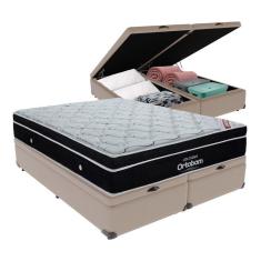 Imagem de Cama+ Box Com Bau Ortobom Colchão Queen Com Molas Ensacadas Cor:bege