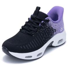 Imagem de MAYKX Tênis feminino Air Slip on para caminhada, mãos livres, confortável, tênis de corrida, academia, atlético, treino, corrida EUA 6-11, Preto, roxo, 40