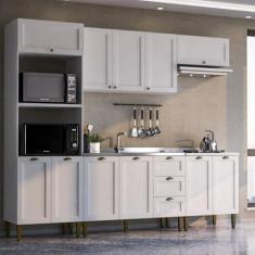 Imagem de Cozinha Modulada 5 Peças 2 Aéreos 2 Balcões 1 Torre Quente Lavanda Branco