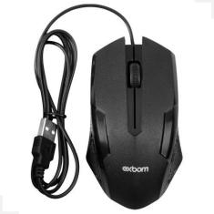 Imagem de Mouse Grande Ergonômico C/ Fio Usb Óptico 1200Dpi Ambidestro - EXBOM